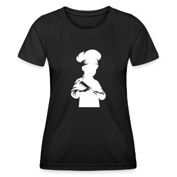 Kinder kleiner Hobbykoch Silhouette Portrait - Frauen Funktions-T-Shirt - Schwarz - Vorne - AI Model Female 172 light (172cm)