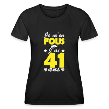 j ai 41 ans / cadeau anniversaire 41 ans - T-shirt sport Femme - noir - Devant - AI Model Female 172 light (172cm)
