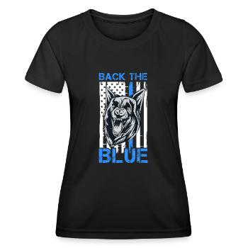 Back The Blue - Police Dog Enthusiast Police - Women's Functional T-Shirt - black - Front - AI Model Female 172 light (172cm)