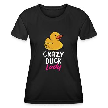 Crazy Rubber Duck Lady Funny Duckling Yellow Bath - Frauen Funktions-T-Shirt - Schwarz - Vorne - AI Model Female 172 light (172cm)