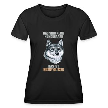 Husky Glitzer Hundehalter Hundehaare - Frauen Funktions-T-Shirt - Schwarz - Vorne - AI Model Female 172 light (172cm)