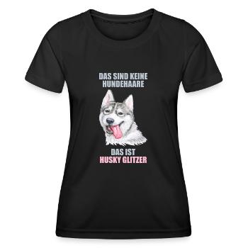 Husky Glitzer Hundehalter Hundehaare - Frauen Funktions-T-Shirt - Schwarz - Vorne - AI Model Female 172 light (172cm)