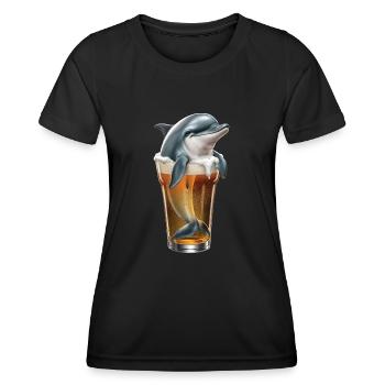 Delfin Bier - Frauen Funktions-T-Shirt - Schwarz - Vorne - AI Model Female 172 light (172cm)