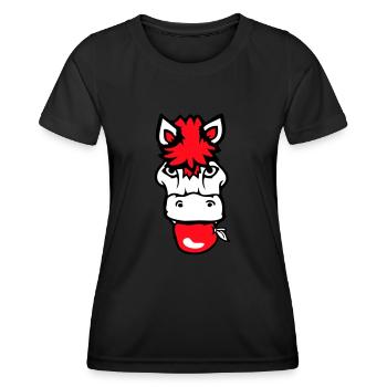 Pferd isst Apfel fressen Hunger Obst lecker Gesund - Frauen Funktions-T-Shirt - Schwarz - Vorne - AI Model Female 172 light (172cm)