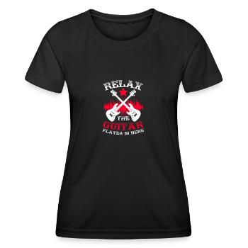 Entspannen Sie sich Der Gitarrist ist da, Gitarristen - Frauen Funktions-T-Shirt - Schwarz - Vorne - AI Model Female 172 light (172cm)
