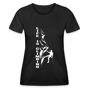 Klettern Kletterroute Klettergarten bergsteiger - Frauen Funktions-T-Shirt - Schwarz - Vorne - AI Model Female 172 light (172cm)