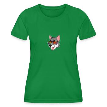 Cool wolf with sunglasses summer cartoon - Women's Functional T-Shirt - kelly green - Front - AI Model Female 172 dark (172cm)