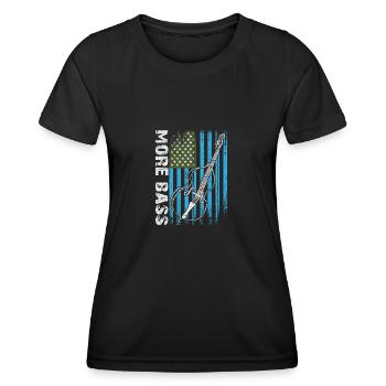 More Bass Double Bass with American Flag - Women's Functional T-Shirt - black - Front - AI Model Female 172 light (172cm)