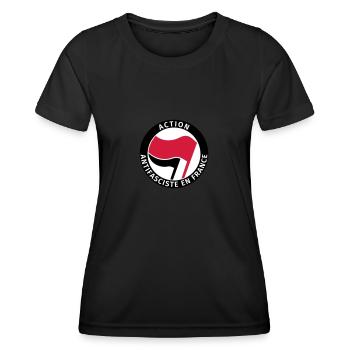 Action Antifasciste en France - T-shirt sport Femme - noir - Devant - AI Model Female 172 light (172cm)