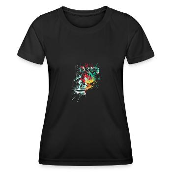 Splash skater Skateboard - Frauen Funktions-T-Shirt - Schwarz - Vorne - AI Model Female 172 light (172cm)
