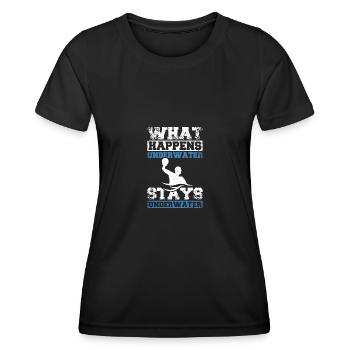 Happens underwater stays underwater, water polo - Frauen Funktions-T-Shirt - Schwarz - Vorne - AI Model Female 172 light (172cm)