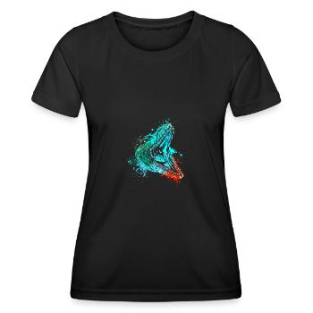 Splash art Marine Dinosaur mosasaurus head - Women's Functional T-Shirt - black - Front - AI Model Female 172 light (172cm)