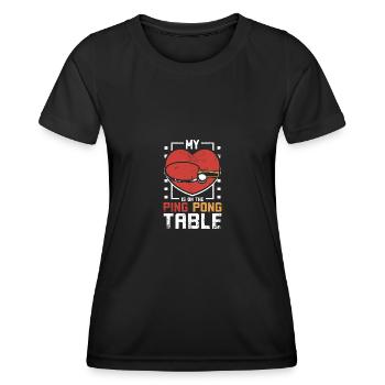 Mon cœur est sur la table de ping-pong - T-shirt sport Femme - noir - Devant - AI Model Female 172 light (172cm)