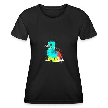 Splash Art Seal Lion de mer - T-shirt sport Femme - noir - Devant - AI Model Female 172 light (172cm)