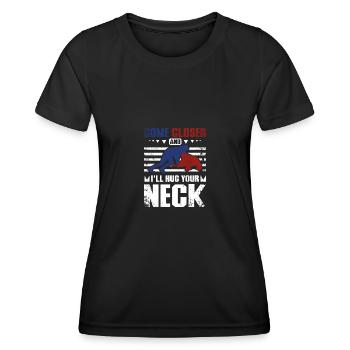 Rapproche-toi et je te serrerai le cou Sambo - T-shirt sport Femme - noir - Devant - AI Model Female 172 light (172cm)