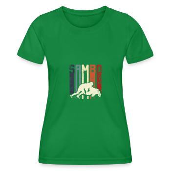 Combattant de sambo vintage rétro - T-shirt sport Femme - vert - Devant - AI Model Female 172 dark (172cm)
