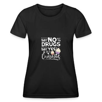 Say No To Drugs Say Yes To cupcakes Red Ribbon - Women's Functional T-Shirt - black - Front - AI Model Female 172 light (172cm)