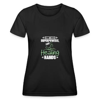 J’ai des mains guérisseuses Massothérapeute - T-shirt sport Femme - noir - Devant - AI Model Female 172 light (172cm)