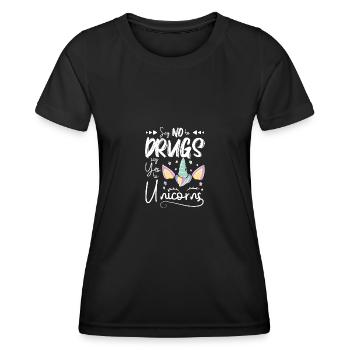 Dites non aux drogues Dites oui aux licornes Ruban rouge - T-shirt sport Femme - noir - Devant - AI Model Female 172 light (172cm)