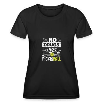 Dites non aux drogues Dites oui au ruban rouge de pickleball - T-shirt sport Femme - noir - Devant - AI Model Female 172 light (172cm)