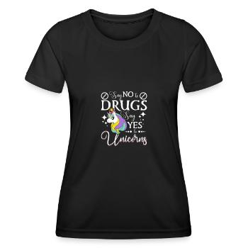 Dites non aux drogues Dites oui aux licornes Ruban rouge - T-shirt sport Femme - noir - Devant - AI Model Female 172 light (172cm)