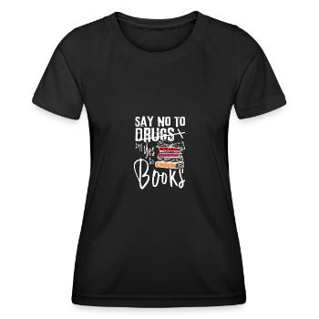 Dites non aux drogues Dites oui aux livres Ruban rouge - T-shirt sport Femme - noir - Devant - AI Model Female 172 light (172cm)