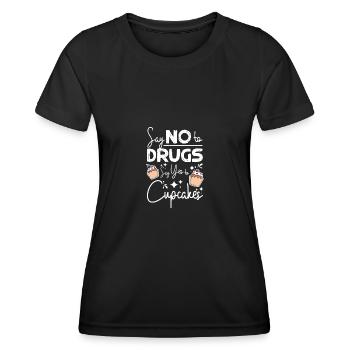 Say No To Drugs Say Yes To cupcakes Red Ribbon - Women's Functional T-Shirt - black - Front - AI Model Female 172 light (172cm)
