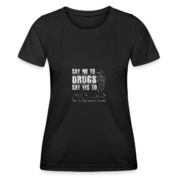Dites non aux drogues Dites oui au ruban rouge du cyclisme - T-shirt sport Femme - noir - Devant - AI Model Female 172 light (172cm)