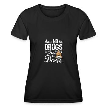 Dites non aux drogues Dites oui aux chiens Ruban rouge - T-shirt sport Femme - noir - Devant - AI Model Female 172 light (172cm)