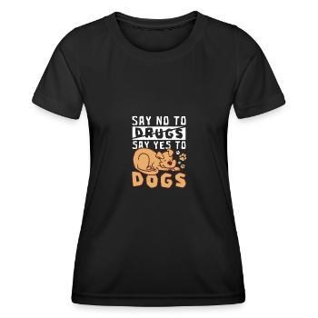 Dites non aux drogues Dites oui aux chiens Ruban rouge - T-shirt sport Femme - noir - Devant - AI Model Female 172 light (172cm)