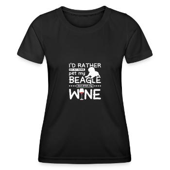 Pet my beagle and drink wine - Women's Functional T-Shirt - black - Front - AI Model Female 172 light (172cm)
