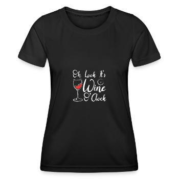 Wine lover oh look it's wine o clock - Women's Functional T-Shirt - black - Front - AI Model Female 172 light (172cm)