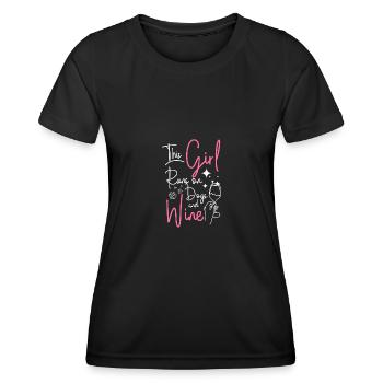 Cette fille carbure aux chiens et au vin - T-shirt sport Femme - noir - Devant - AI Model Female 172 light (172cm)