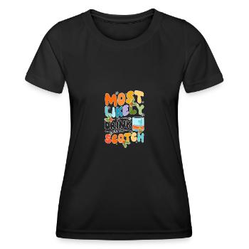 Le plus susceptible de boire tout le scotch - T-shirt sport Femme - noir - Devant - AI Model Female 172 light (172cm)