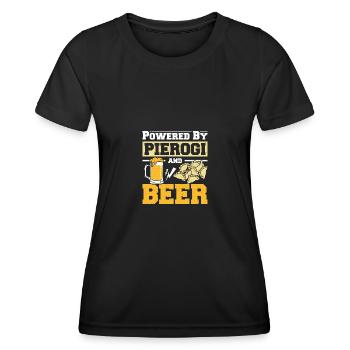 Propulsé par des pierogi et de la bière - T-shirt sport Femme - noir - Devant - AI Model Female 172 light (172cm)