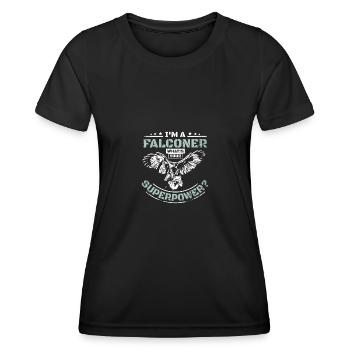 Je suis fauconnier, quel est votre superpouvoir - T-shirt sport Femme - noir - Devant - AI Model Female 172 light (172cm)