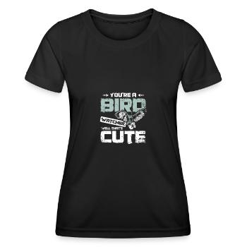 Vous êtes un ornithologue amateur, eh bien, c’est mignon fauconnier - T-shirt sport Femme - noir - Devant - AI Model Female 172 light (172cm)