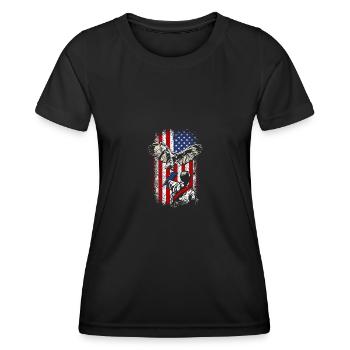 Drapeau américain des Etats-Unis 4 juillet fauconnier - T-shirt sport Femme - noir - Devant - AI Model Female 172 light (172cm)