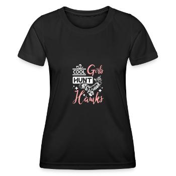 Les filles cool chassent avec des faucons Falconer - T-shirt sport Femme - noir - Devant - AI Model Female 172 light (172cm)