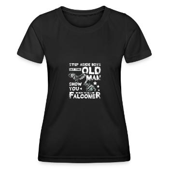 Laissez ce vieil homme vous montrer comment être un fauconnier - T-shirt sport Femme - noir - Devant - AI Model Female 172 light (172cm)