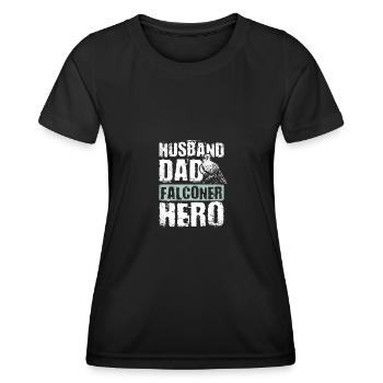 Husband dad falconer hero - Frauen Funktions-T-Shirt - Schwarz - Vorne - AI Model Female 172 light (172cm)