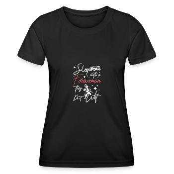 Dormir avec une pompière, ils le font mouillé - T-shirt sport Femme - noir - Devant - AI Model Female 172 light (172cm)