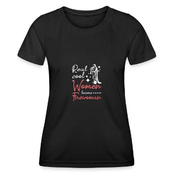 De vraies femmes cool deviennent pompières - T-shirt sport Femme - noir - Devant - AI Model Female 172 light (172cm)