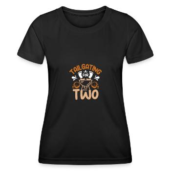 Pregnant expecting a baby, tailgating for two - Frauen Funktions-T-Shirt - Schwarz - Vorne - AI Model Female 172 light (172cm)