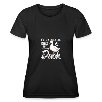 Je préfère être avec mon canard pékin de compagnie - T-shirt sport Femme - noir - Devant - AI Model Female 172 light (172cm)