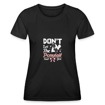 Aikido girl don't let the ponytail fool you - Women's Functional T-Shirt - black - Front - AI Model Female 172 light (172cm)