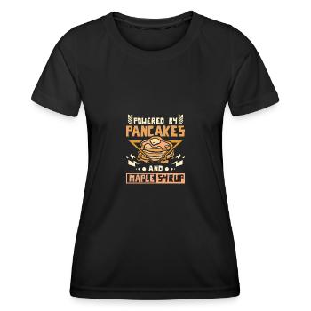 Alimenté par des crêpes et du sirop d’érable - T-shirt sport Femme - noir - Devant - AI Model Female 172 light (172cm)