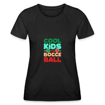 Les enfants cool jouent à la pétanque - T-shirt sport Femme - noir - Devant - AI Model Female 172 light (172cm)