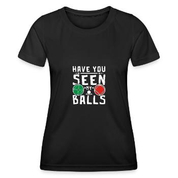 Pétanque, as-tu vu mes couilles - T-shirt sport Femme - noir - Devant - AI Model Female 172 light (172cm)