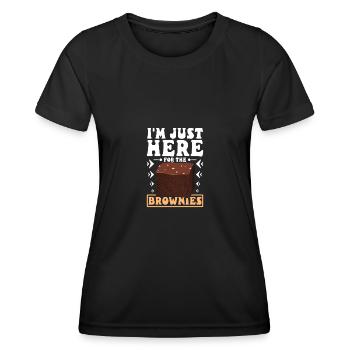 Je suis juste ici pour les Brownies - T-shirt sport Femme - noir - Devant - AI Model Female 172 light (172cm)